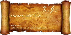 Karacs Júlia névjegykártya
